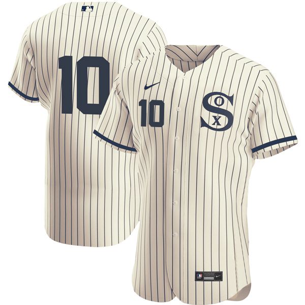 Men Chicago White Sox #10 No Name Cream stripe Dream version Elite Nike 2021 MLB Jerseys